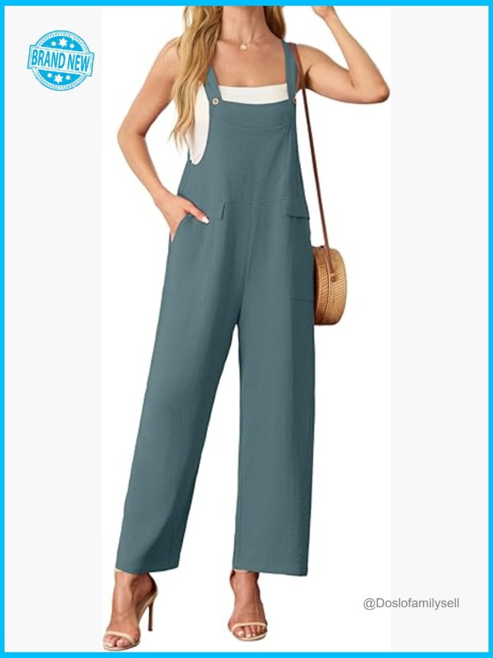 Women's Loose Fit Boho Wide Leg Jumpsuit Sleeveless Overalls With Pockets Romper